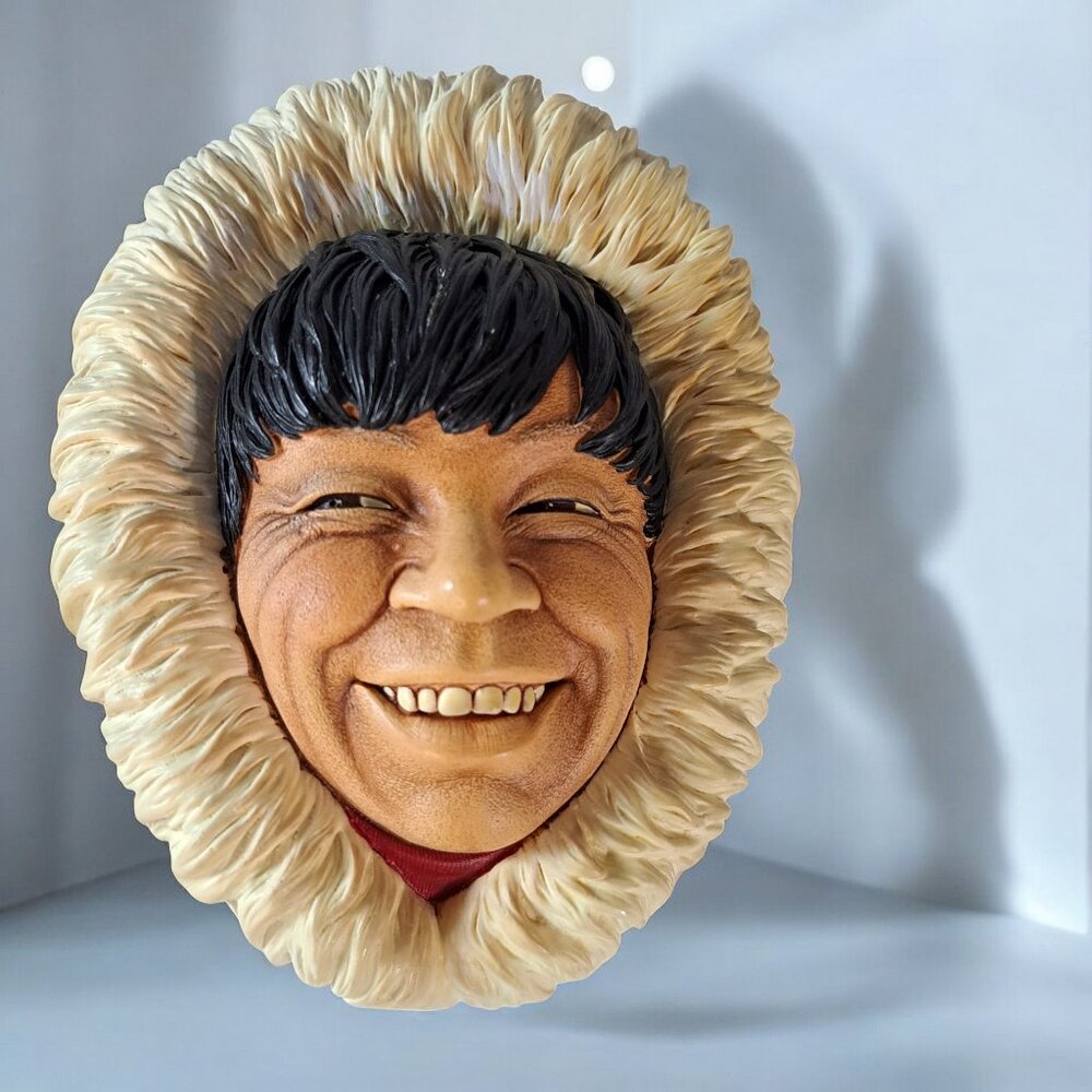 Vtg Bossons Wall Art Chalkware Eskimo Character Head England Home Decor 60s